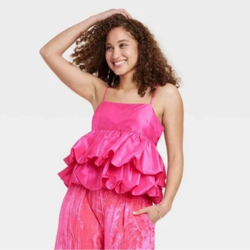 BNWT ✨  hot pink ruffle tank top
